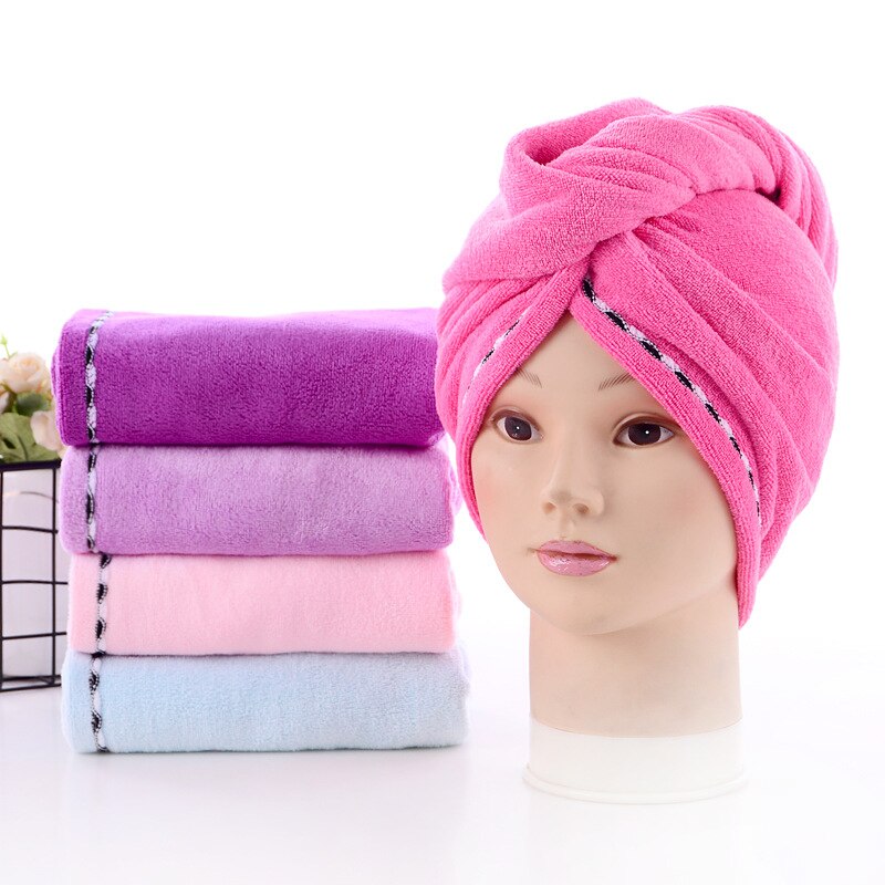 Serviette absorbante en microfibre pour cheveux secs, chapeau Turban épais pour envelopper la tête, outil de bain