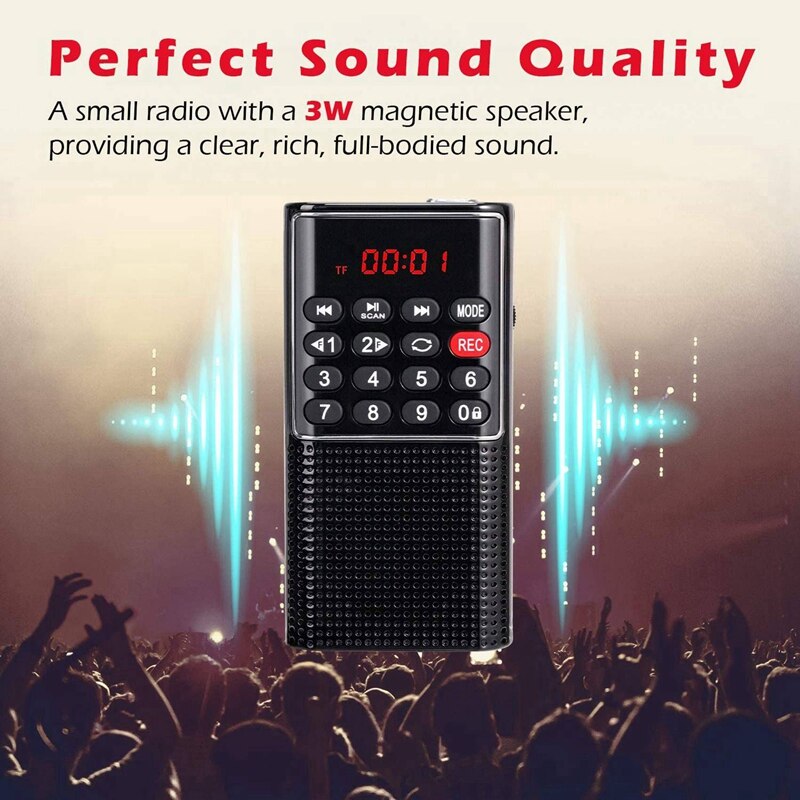 Pocket FM Walkman Radio Portable Battery Radio With Recorder &amp;amp; Bluetooth Car Kit FM Tramsmitter Receiver 3.5Mm