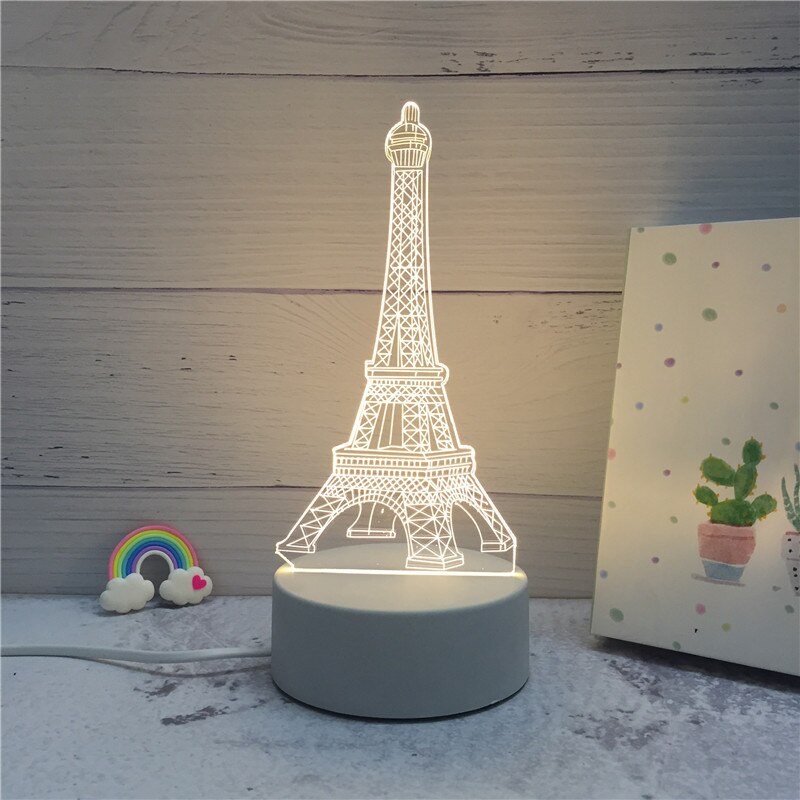 Sololandor 3D Led Lamp Creatieve 3D Led Night Lights Novelty Illusion Night Lamp 3D Illusion Tafellamp Voor Thuis Decoratieve licht: Tower