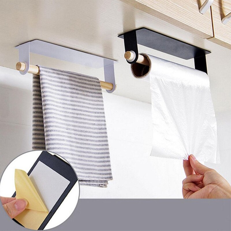 1PCS Bathroom Self-adhesive Roll Paper Holder Kitchen Towel Storage Rack Tissue Hanger Cabinet Hanging Shelf Toilet Paper Holder