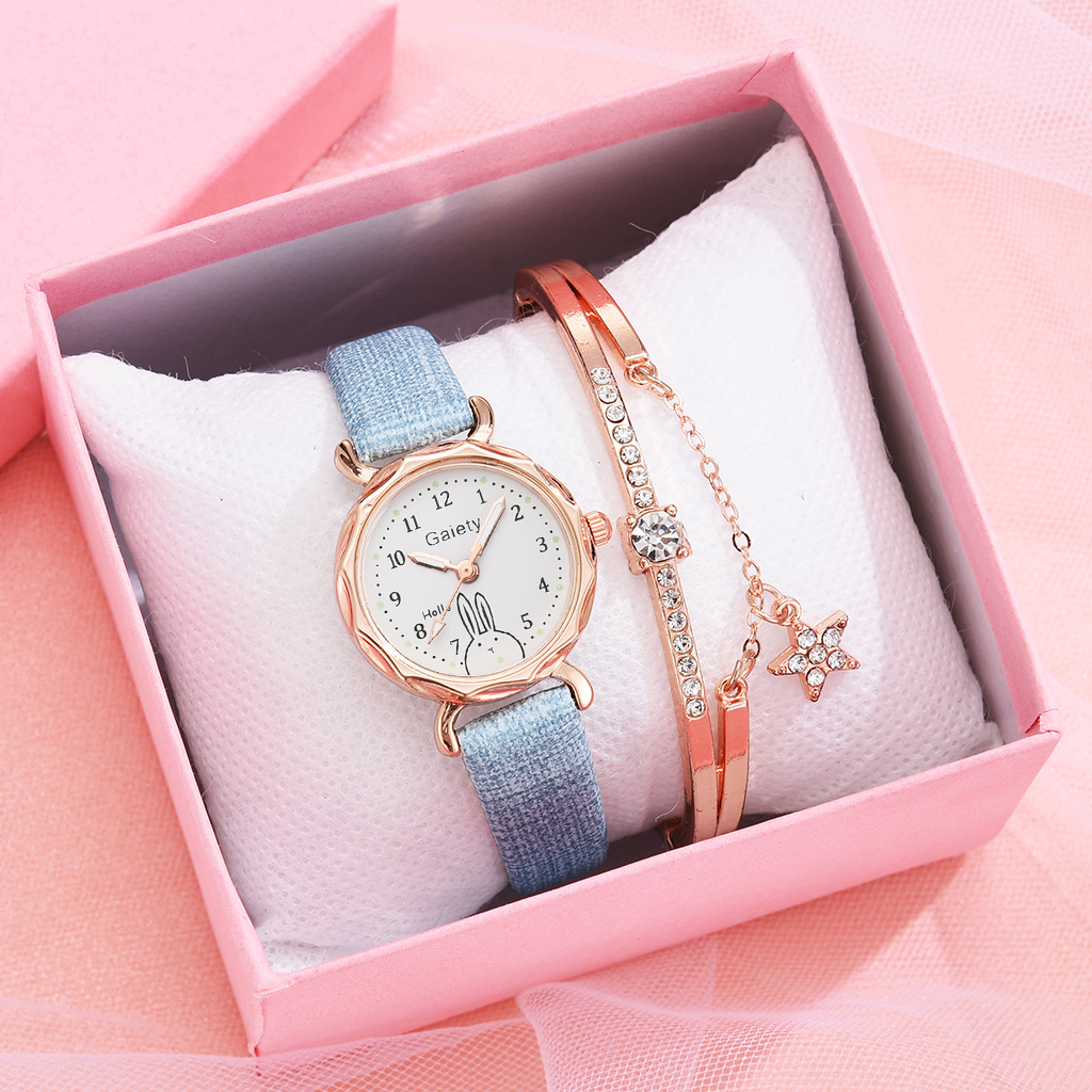 Gaiety 2 Stuks Set Casual Horloges Voor Vrouwen Unieke Armband Horloge Set Lederen Eenvoudige Roze Dames Klok Montre femme