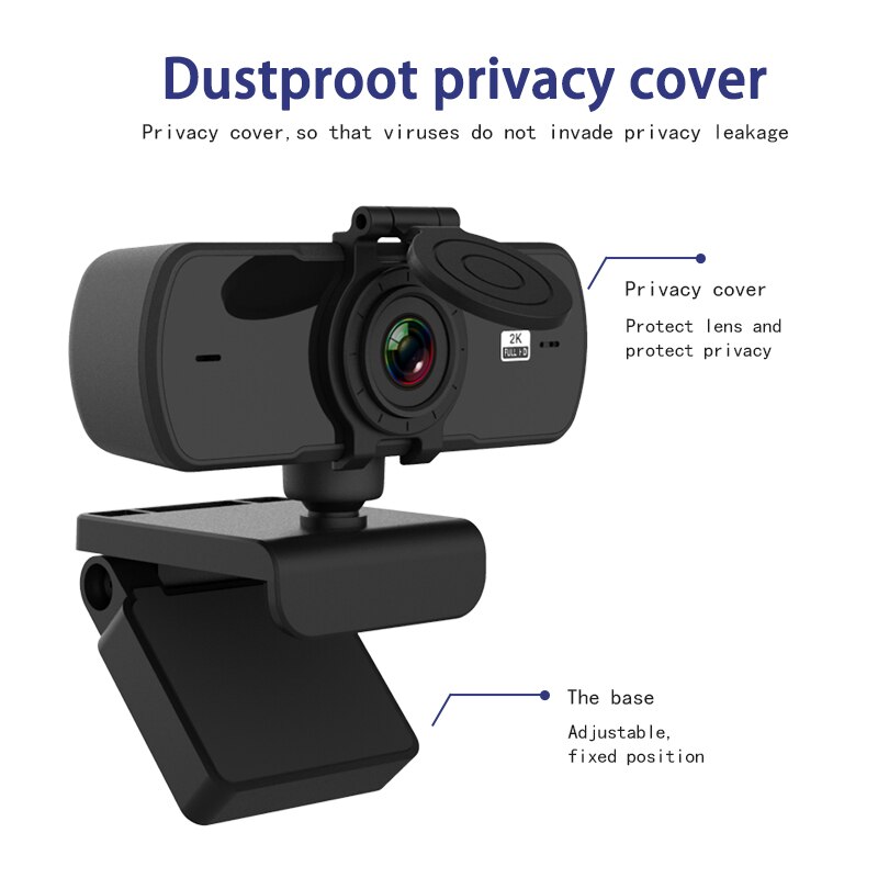 2K Fixed Focus HD Webcam Built-in Microphone Video Call Rotatable Camera Computer Peripherals Web Camera For PC Laptop