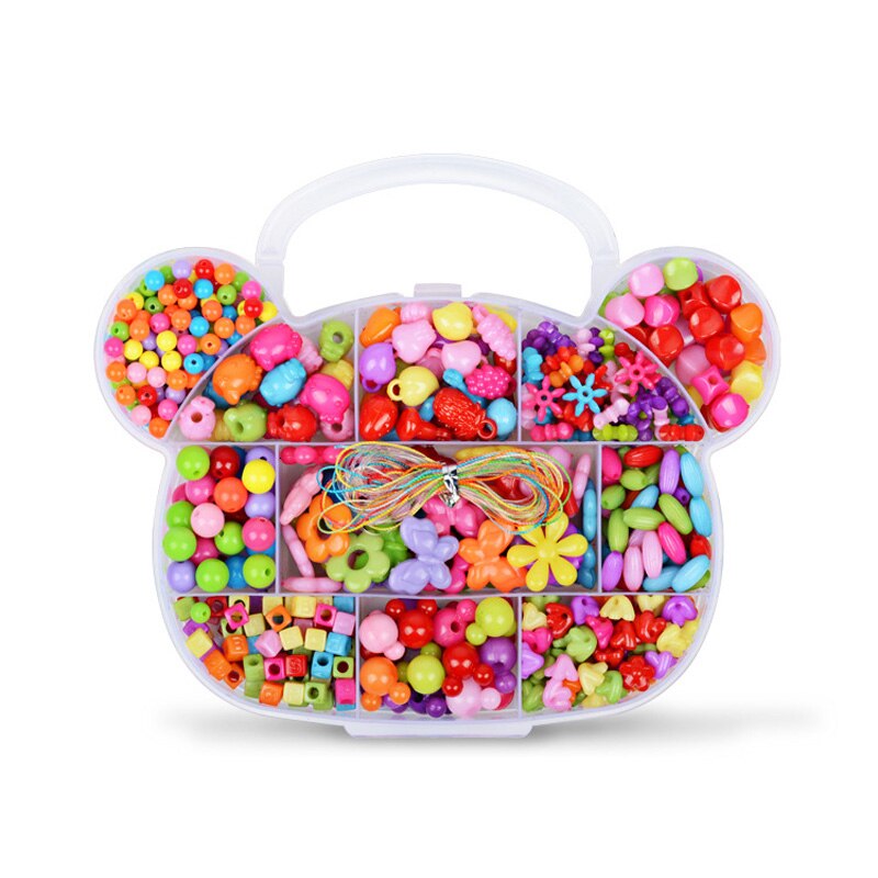 PARA niña, joyería de cuentas creativa, DIY, fabricación de pulsera, collar, juguete educativo para niños, hecho a mano con cuentas con caja: Brown