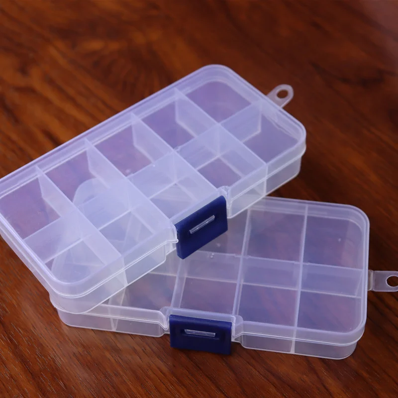 10 platser plast smyckeskrin förvaringsfodral hantverk smycke organizer pärlor gör-det-själv smyckestillverkning smink organizer