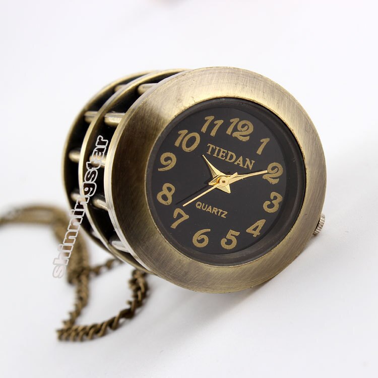 Retro Brons Vogelkooi Pocket Fob Horloge Ketting Hangers Ketting Retro Heren Horloges Relogio De Bolso