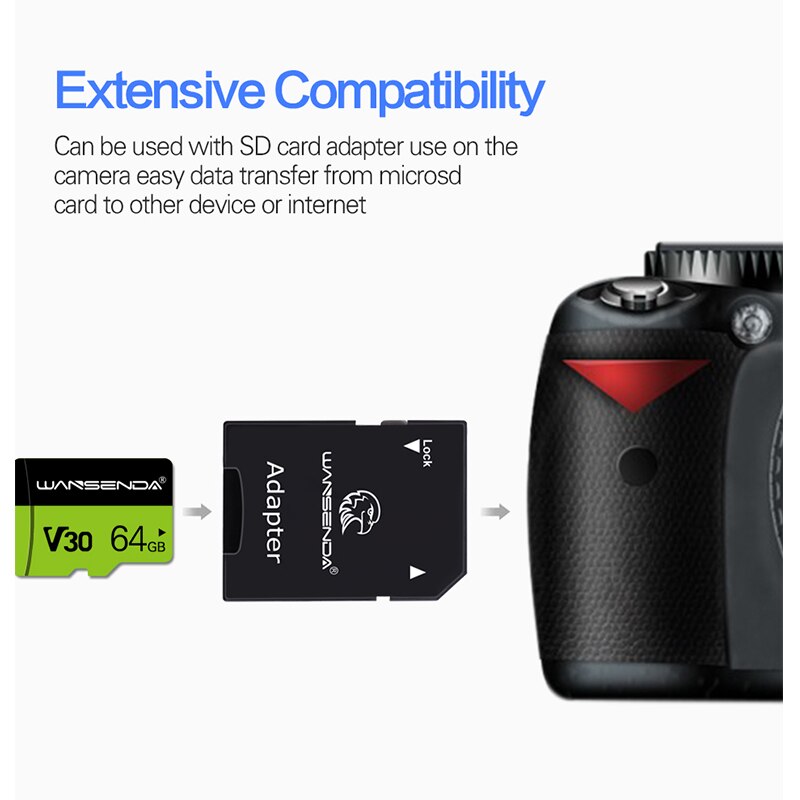 Wansenda Tf Card 8Gb 16Gb 32Gb 64Gb 128Gb Geheugenkaart Mini Card Voor smartphone Tablet Camera Gratis Sd-Adapter