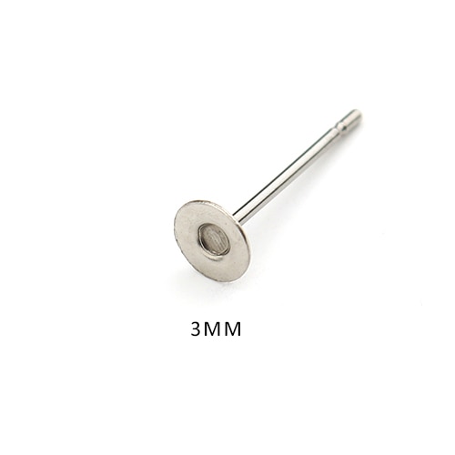 100 Stks/partij Rvs Blank Bericht Oorbel Studs Pins Zilver Kleur Platte Ronde Tray Base 3Mm 5Mm 6mm 8Mm Oor Sieraden Bevindingen