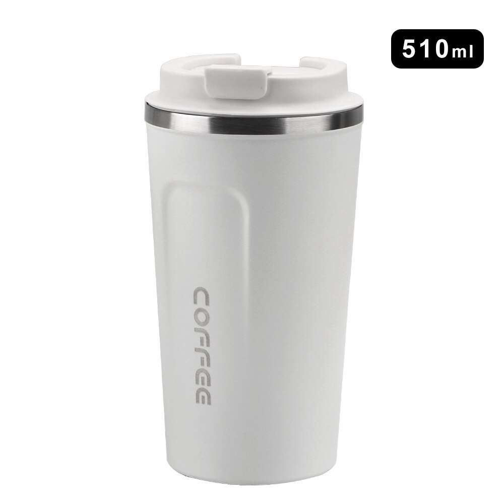 380/510ml resor termokopp bil termos mugg dubbel rostfritt stål 304 kaffemugg läckagesäker termosmugg för: 510ml vita