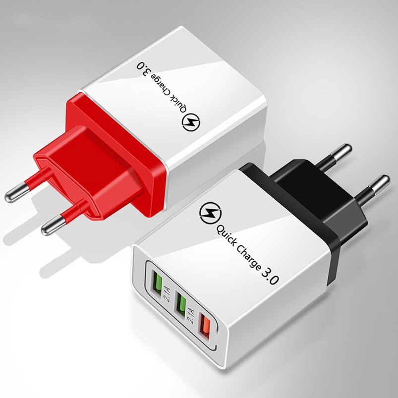Cargador USB de carga rápida 3,0 QC 3,0 para teléfono móvil, cargador de pared para iPhone 11 X XS 8 7 Samsung S8, adaptador USB de 3 puertos