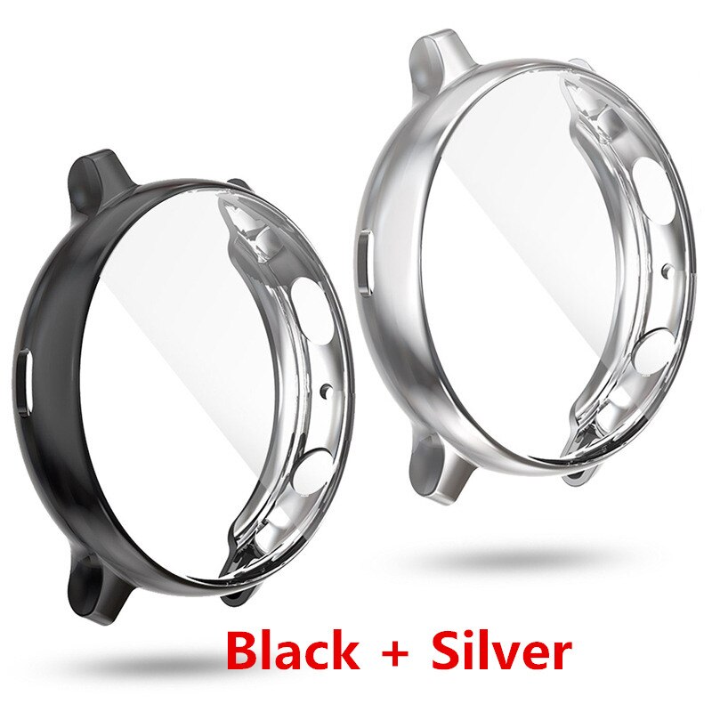 Ochraniacz ekranu 2w1 + pokrowiec do zegarka Huawei gt3 gt 2 42mm osłona zderzaka HD pełna osłona ekranu Coque: Black and Silver / GT 3 42mm