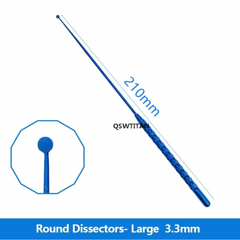 Micro Nerve pull Hook Titanium Micro Spatula Dissectors Micro Curette 21cm Vessel Hook: Round Dissector 3.3