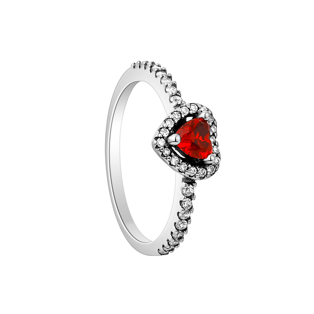 Morsdag rød serie 925 sterlingsølv størrelse 6 7 8 9 hjerte stein ring ringer smykker tilbehør for kvinner: Hvit / 6