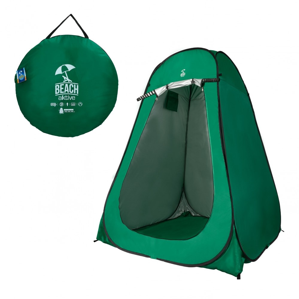 Tienda ducha cambiador para camping con suelo Aktive 150x150x190 cm Verde