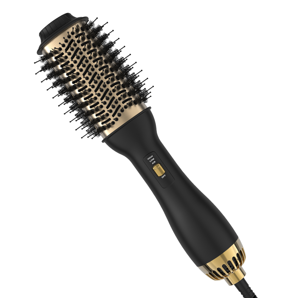 LISAPRO-cepillo y volumizador de aire de un solo paso PLUS 2,0, secador de pelo y estilizador, cepillo rizador de pelo negro y dorado