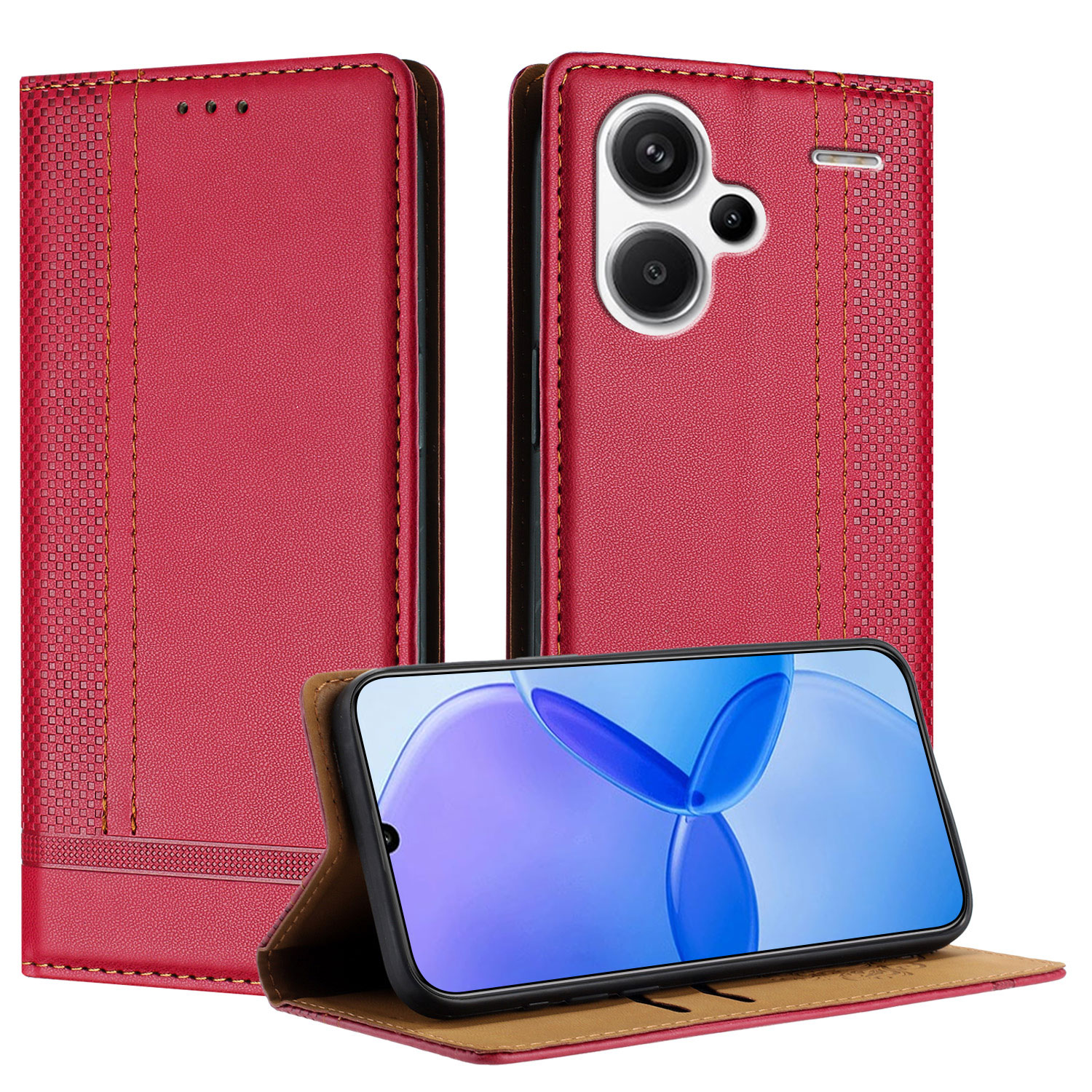 Para OPPO Reno11 Pro Funda De Cuero Para Teléfono Con Cierre Agnético Global (rojo