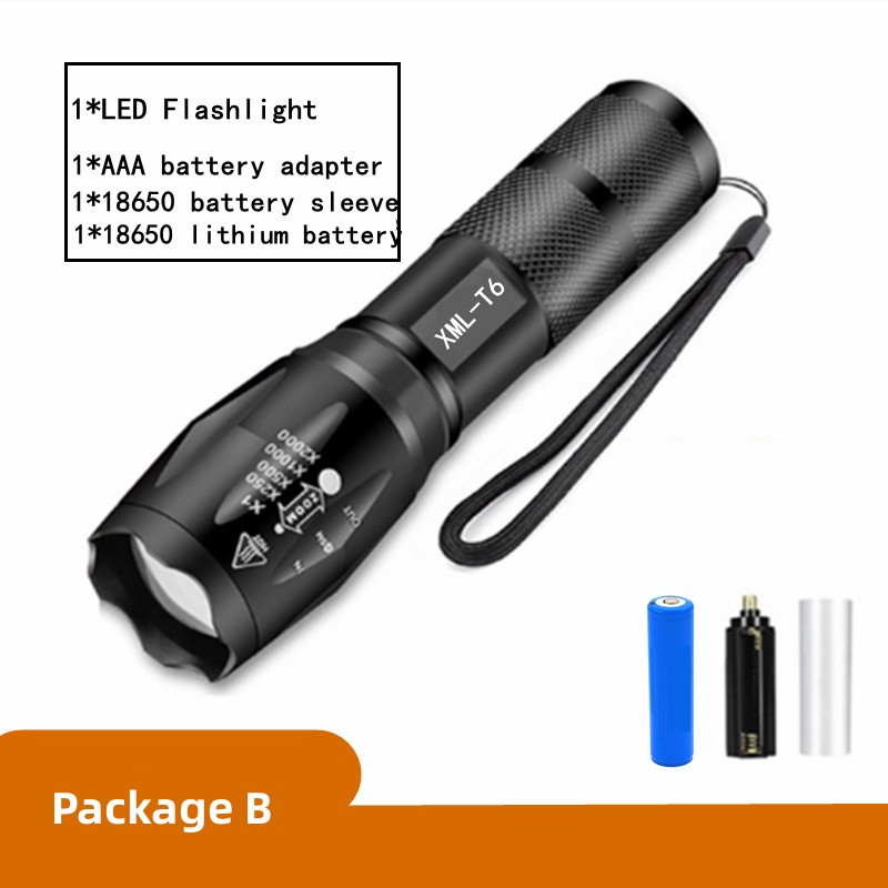 8000lm led oppladbar lommelykt xmlt 6 linser lommelykt bruker 18650 batterier 5 moduser vanntett camping kraftig led-lommelykt: Blå