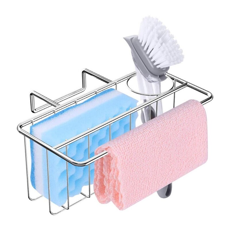 Rvs Rag Plank Gootsteen Opbergrek Sponge Holder Sink Organizer Voor Zeep Flessen, Borstels, theedoeken En Rags