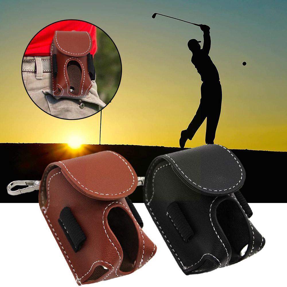 Mini Pocket Leather Golf Ball Storage Pouch Portable Bag Container Holder Waist Waist Golf Mini Storage Golf Bag Ball E3G3
