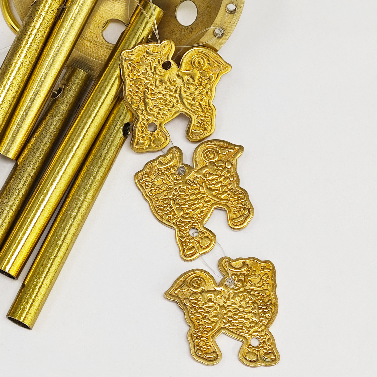 Feng Shui Brass Wind Chimes Chi Lin Kei Loon Qi Lin Lucky Porch Decor Protecting Home Courtyard Decoration