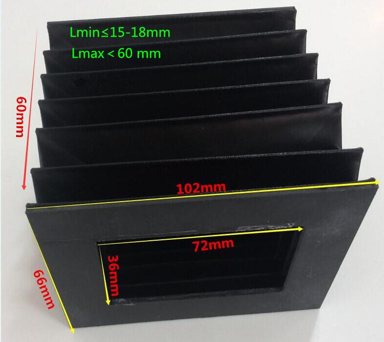Soufflet rectangulaire, 102 mm x 66 mm x Lmax 60mm