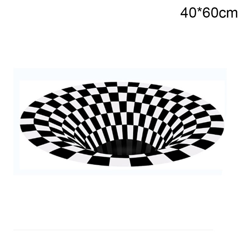 3D Print Carpet Decoration Living Room Hallway Rugs Black White Grid Print Carpets Three-dimensional Stereo Vision Mat Illusion: 40 60