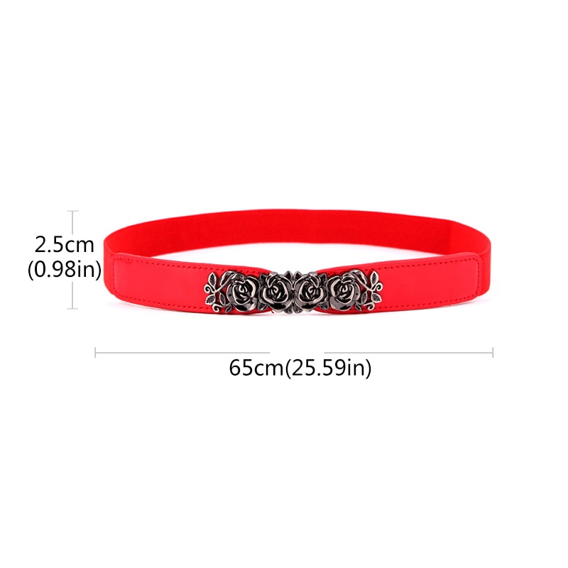 Elastic Nylon Ladies Belt for Dress Rose Flower Buckle Women Waist Belt for Coat Black White Red Female Corset Belt Strap