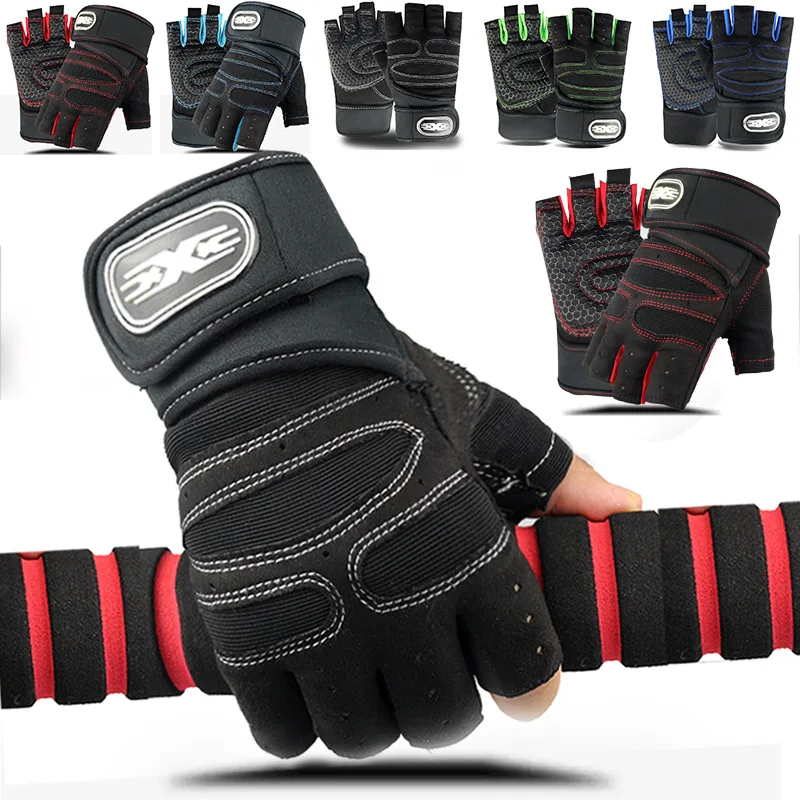 Gymhandschoenen voor heren Dames Fitness Gewichtheffen Polsband Handschoenen Body Building Training Sportoefening Fietshandschoen Schokbestendig