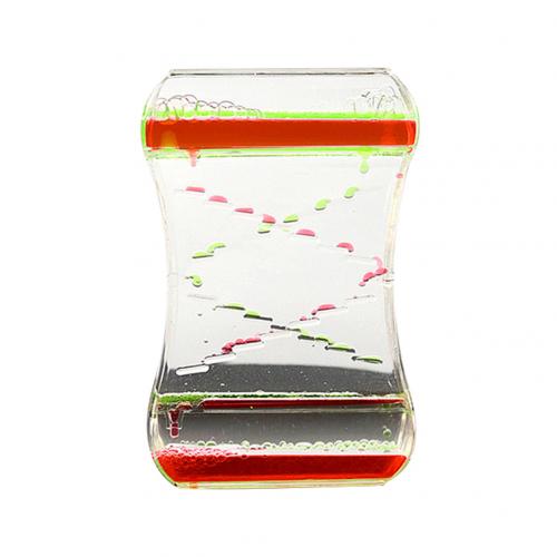 Square Slide Mixed Floating Oil Liquid Motion Hourglass Timer Sensory Toy: Red Green