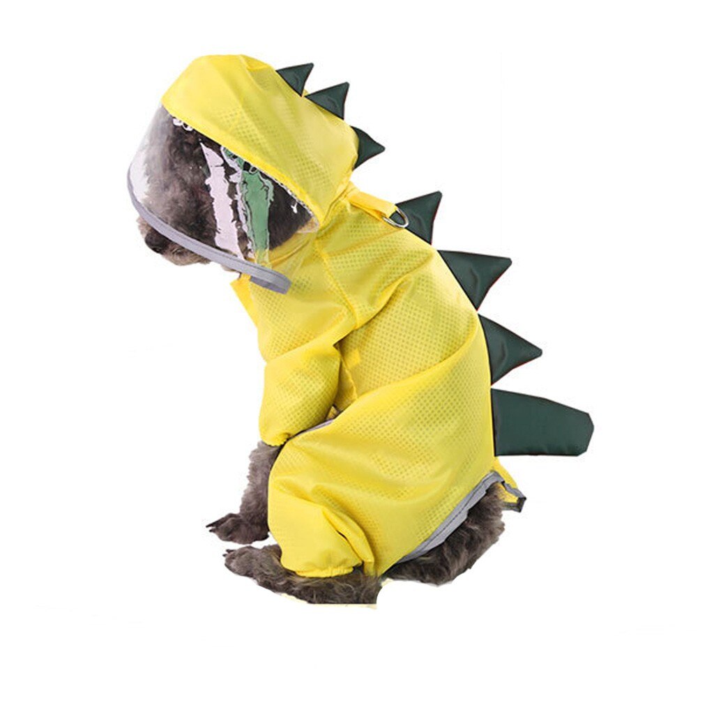 Chubasquero de dinosaurio para perros, ropa impermeable con capucha, suministros para mascotas,: Amarillo / S