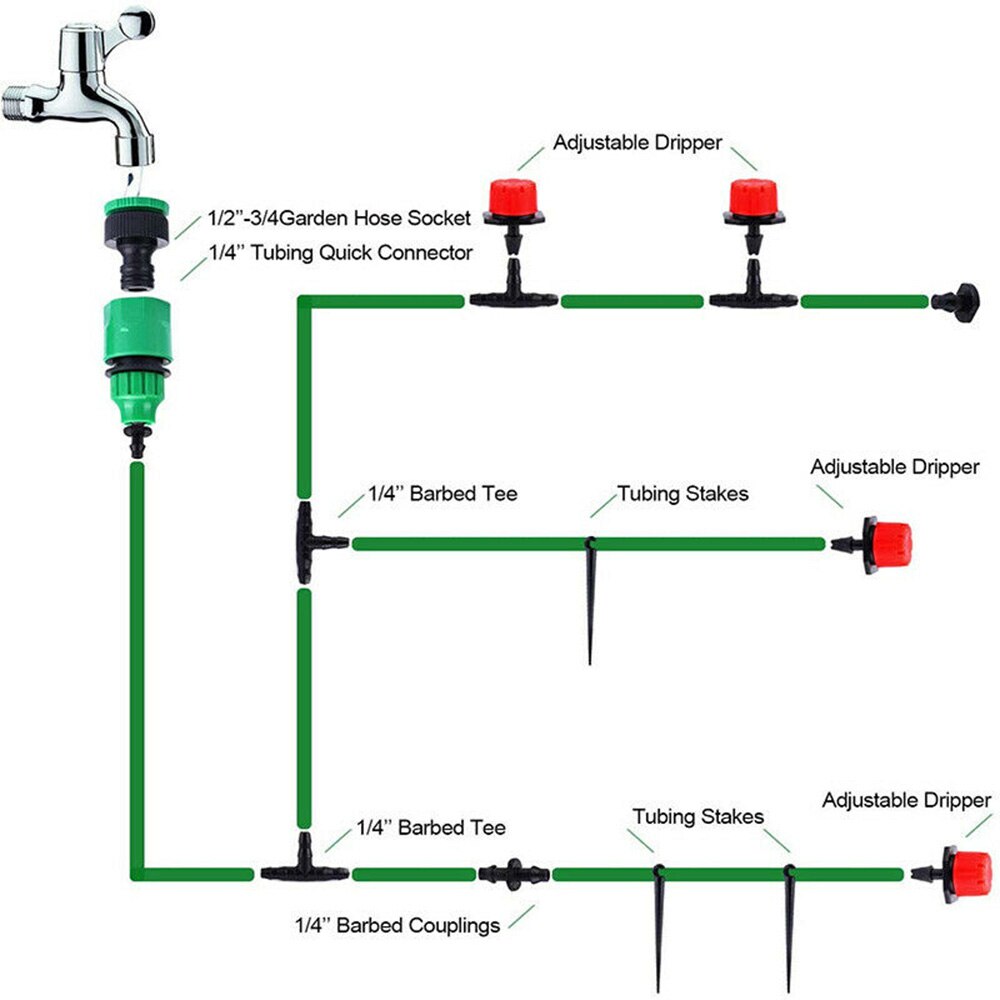 DIY Micro Drip Irrigation System Plant Self Watering Garden Hose Kits Garden Hose Micro Drip Watering Kits For Seeds Vegetable F