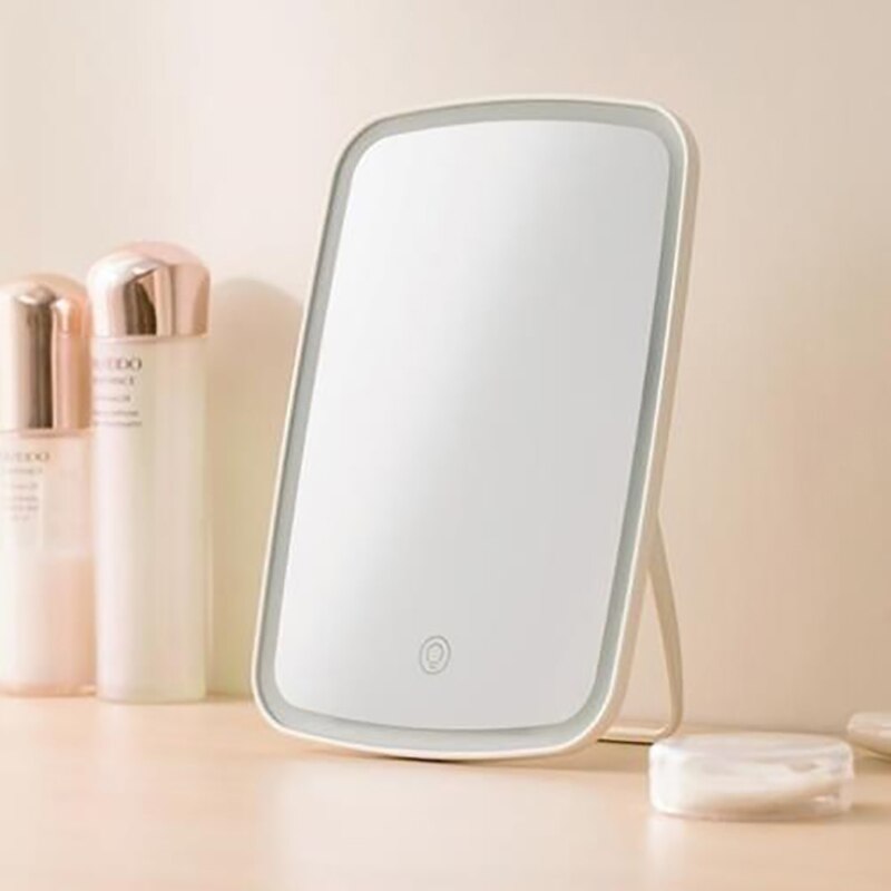 Portable Makeup Mirror LED Natural Light USB Refill Angle Adjustable Touch Control Brightness Dimmable Lights Women