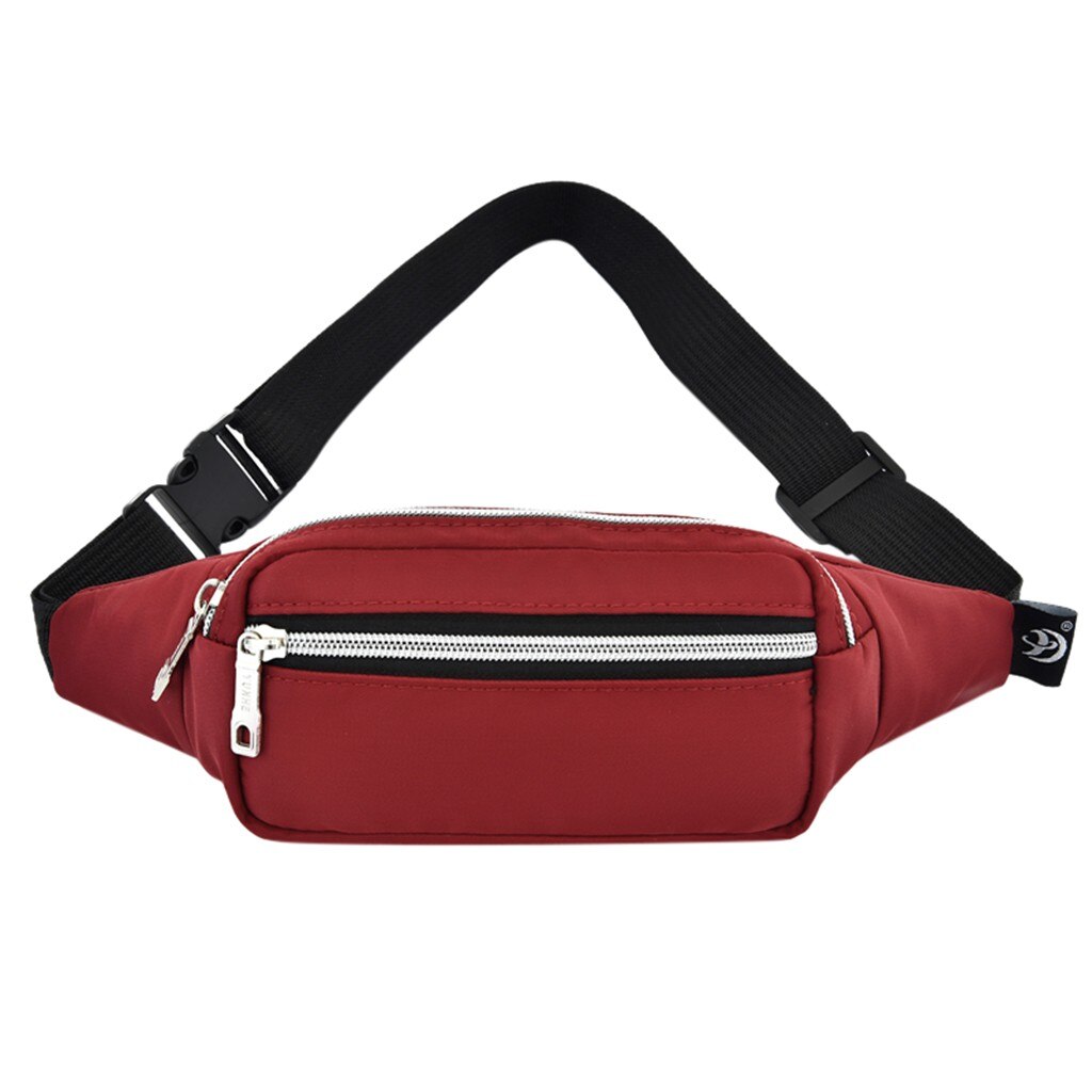 Dames Mode Effen Kleur Nylon Rits Fanny Packs Kwastje Taille Pack Telefoon Zak Lederen Riem Tas Voor Vrouwen Wilde Taille tassen: Rood