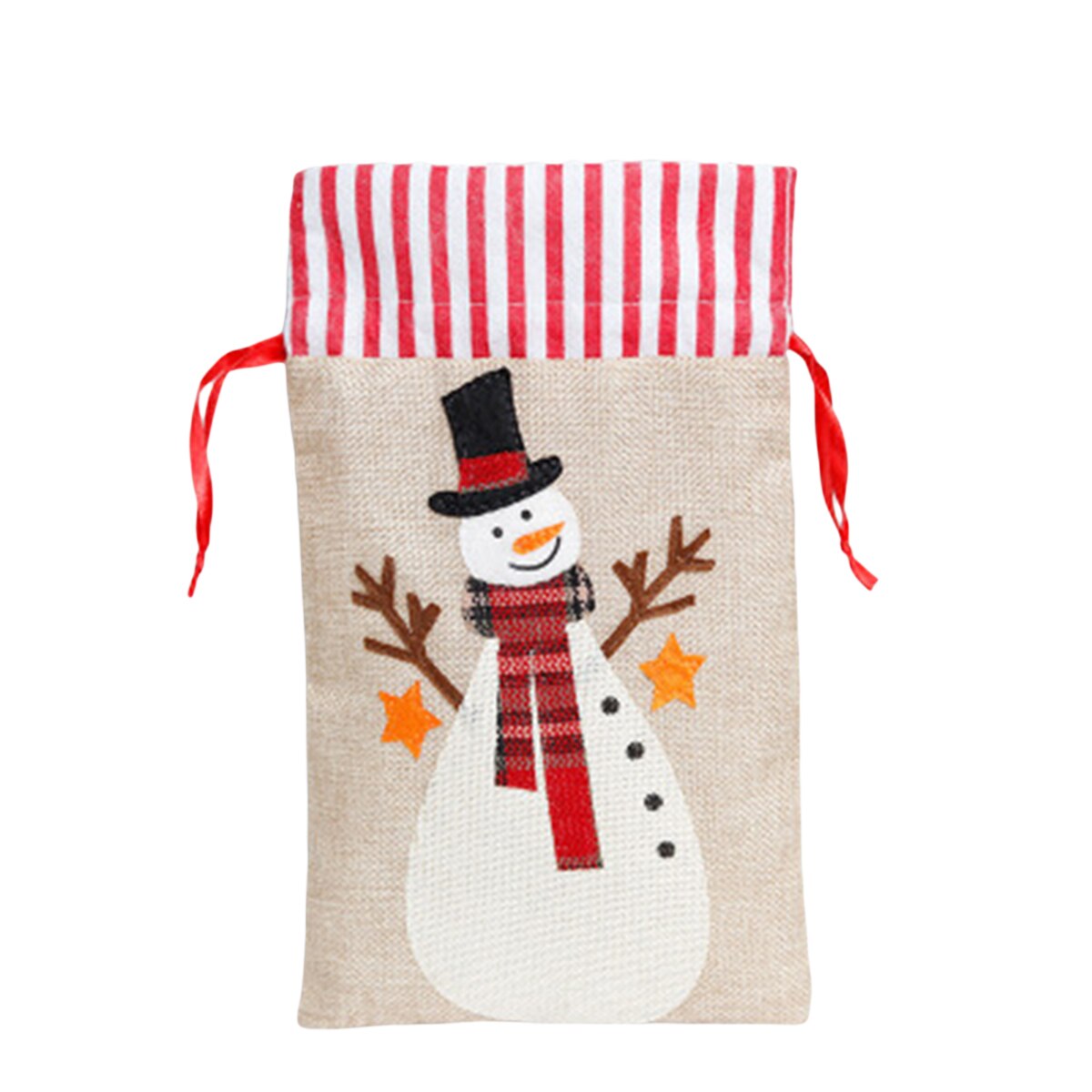 Xmas Candy Bag Santas/Elk/Snowman Striped Print Storage Bag Souvenir Bag for Candy Snacks Christmas Decorations Christmas