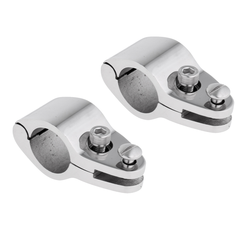 2 x Bimini Top Hinged Jaw Slide Clamp-On 7/8-inch Hardware Fittings Marine Stainless Steel 316