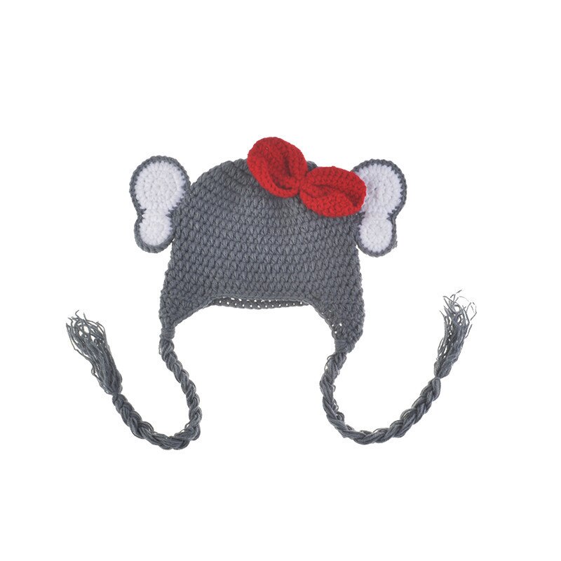 Newborn Boys Elephant Costume Knitted Baby Animal Hat and Shoes Set for Photo Shoot Infant Crochet Photography Props Clothing