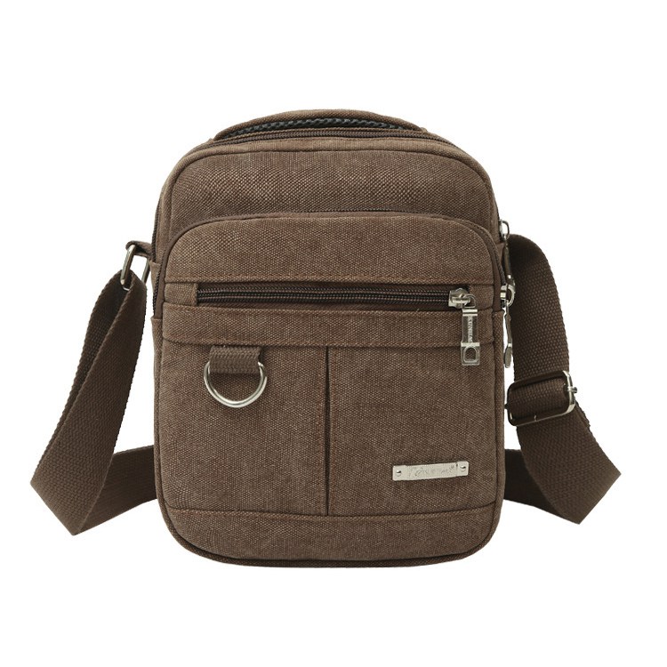 Canvas Handbag for Male Messenger Bag Casual Travel Bags Men Messenger Bags Clutches Men Shoulder Bag KL560: coffee