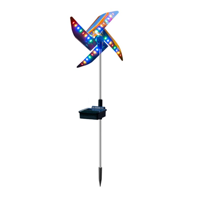 Solar Wind Spinner Tuin Stake Pinwheels Met 8 Verlichting Modes Led Fairy Lights Gxmb