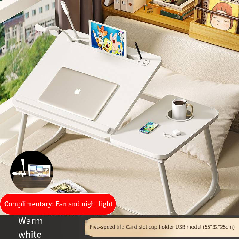 Laptopbord för säng eller soffa, knäbord, skrivbord för att arbeta i sängen, skrivbord för hemmakontor, frukostbricka, skrivbord med mugghållare: Choklad