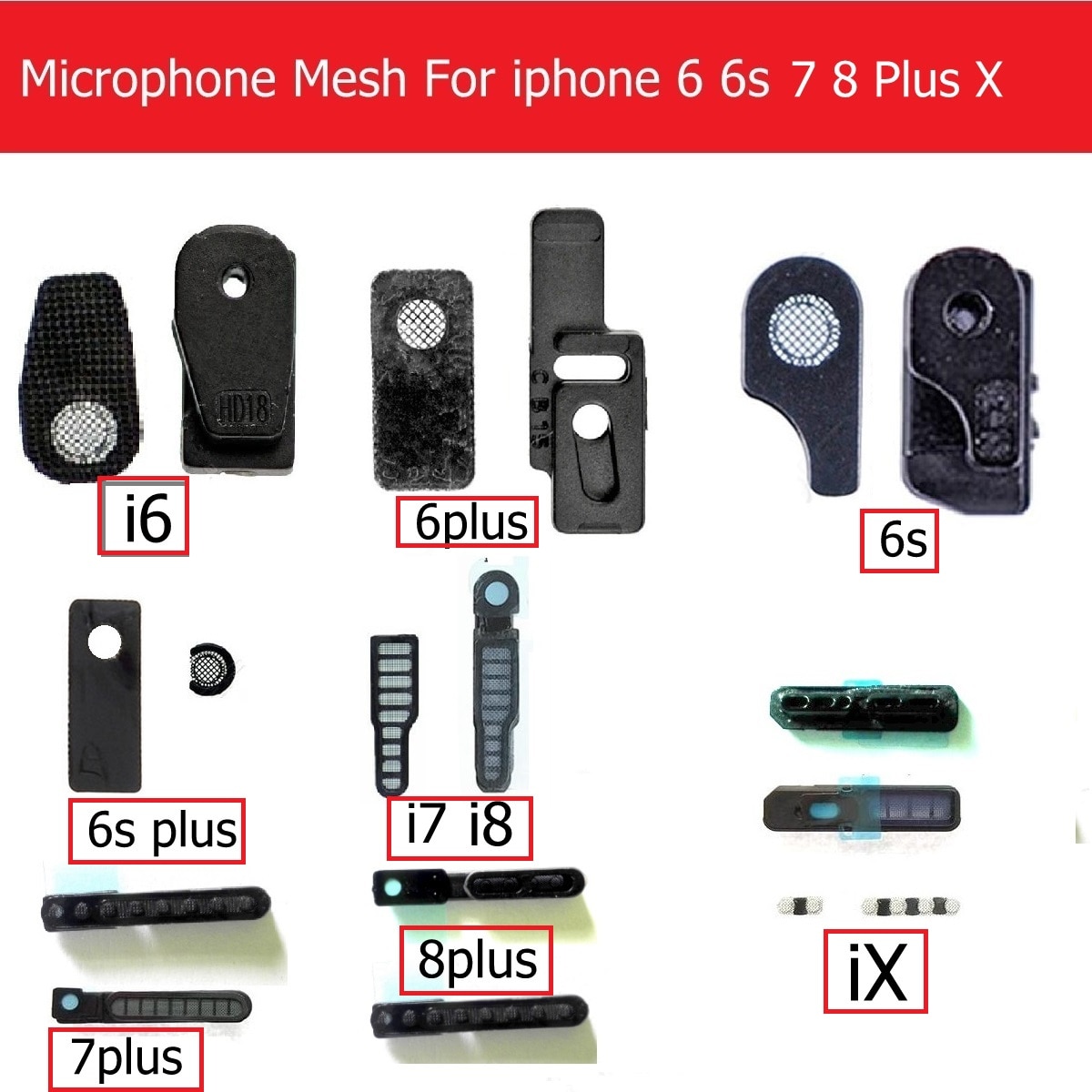 1 einstellen Klebstoff mikrofon Anti Staub Gittergewebe für iPhone 6 6s 7 8 Plus X MIC Staub-beweis Filter auf sterben rahmen mit 3M Kleber aufkleber