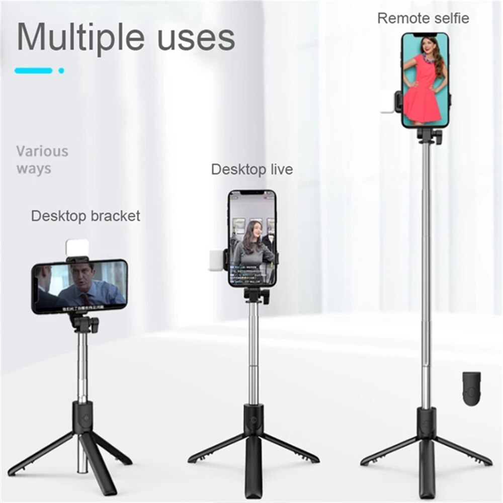 Neuer Bluetooth Selfie Stock Handyhalter, einziehbares, tragbares, multifunktionales Mini-Stativ mit kabellosem Fernauslöser