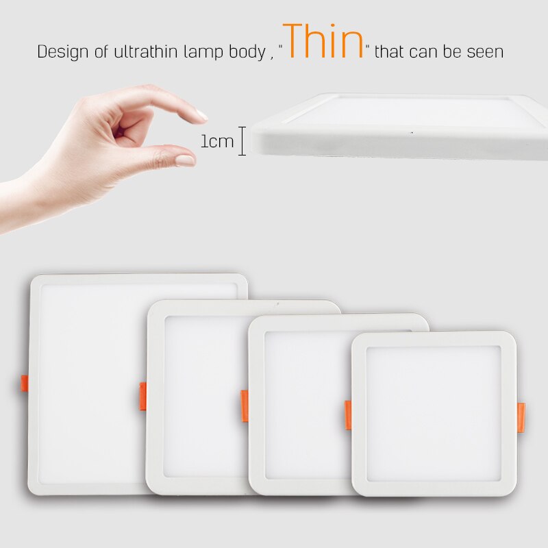 Square Round LED Panel Lights Ultra thin Recessed Downlight 6W 8W 15W 20W 220V Panel lamp Ceiling Lamp White/Warm white Patent