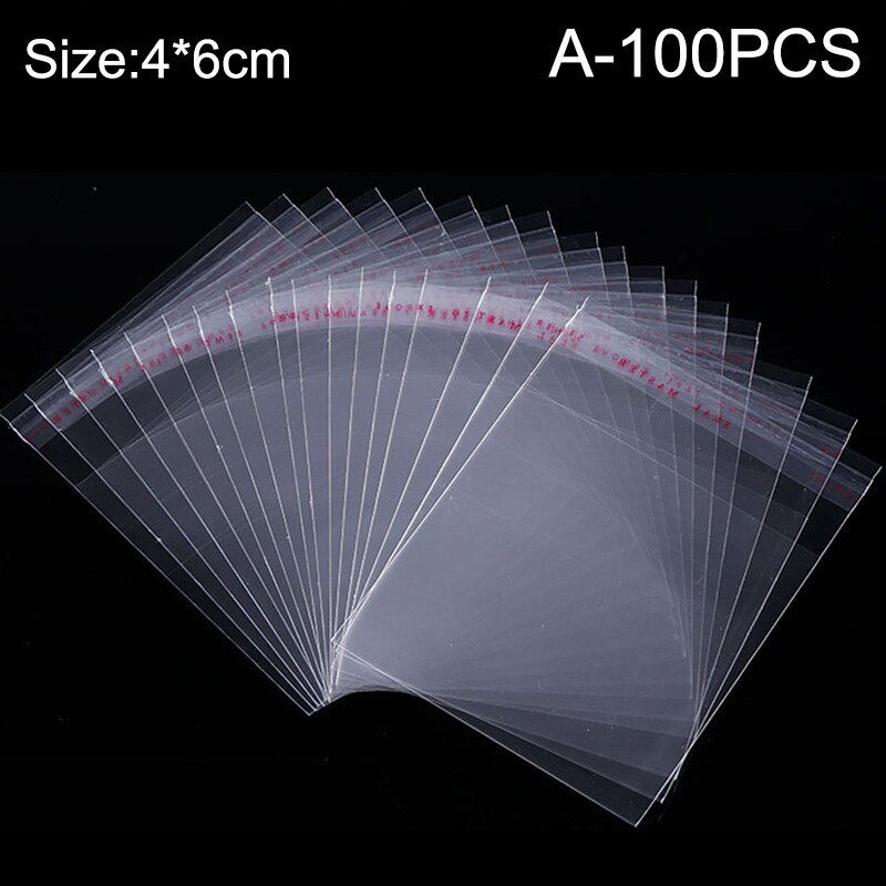 100pcs Transparent Plastic Bags Self Sealing Food Wrap Jewelry Small Bags Home Packaging Storage Kitchen Accessories Pouches: 01