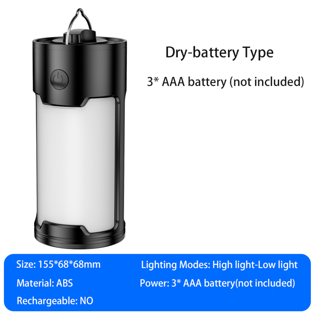 LED Camping Lantern Rechargeable Built-in 18650 battery Portable Tent Lamp Outdoor Waterproof Camping Emergency Light: 3 AAA  battery