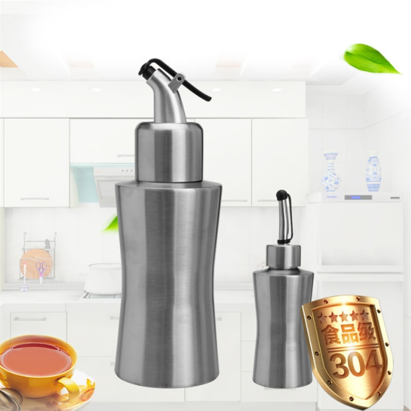 Praktische Rvs Olie Fles Lekvrij Azijn Sojasaus Fles Stofdicht Olieman Keuken Kruiden Sap Container
