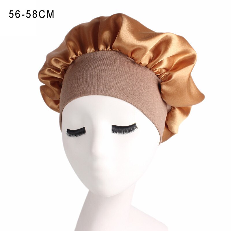 dorośli ludzie satyna szlafmyca pielęgnacja włosów czapeczka wysokoelastyczny śpiwór z szerokim rondem nakrycia głowy dla kobiet czapka robić spania Christmas impreza prezenty: Złota