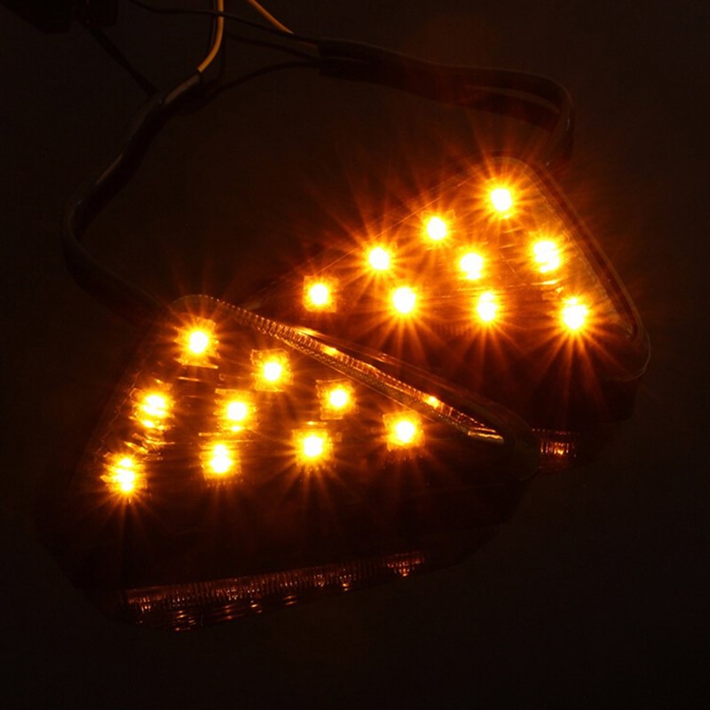 Motorcycle Turn Signal Light Euro Triangle Flush Mount Smoke Amber LED