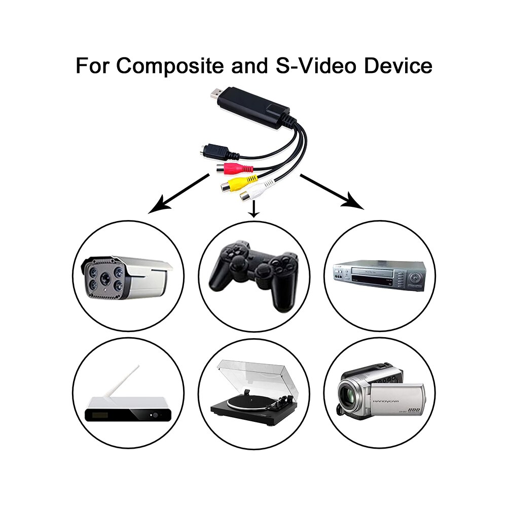 Video Capture Card Converter Video Adapter USB 2.0 Video Capture Card With Video And Audio Capture Function Support Windows