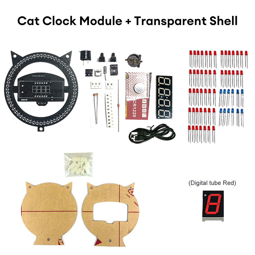 LED Fun Réveil DIY Électronique À Souder Kit Multi-fonction Horloge Lumière Contrôle Température Assemblée Kit De Soudage: Rouge