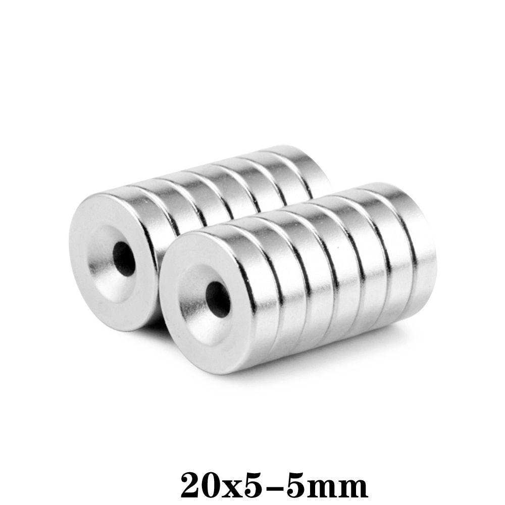 2 ~ 50 Stuks 20x5-5 Kleine Super Krachtige Magneet 20*5 Mm Gat 5 Mm Ronde Verzonken Magnetische 20x5-5mm neodymium Disc Magneten 20*5-5