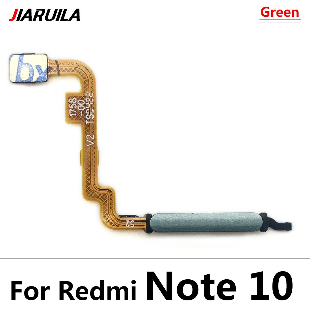 Câble flexible de remplacement pour Xiaomi Redmi Note 10 Pro, 5G, bouton accueil, capteur d'empreinte digitale, identification tactile: Redmi Note 10 Green